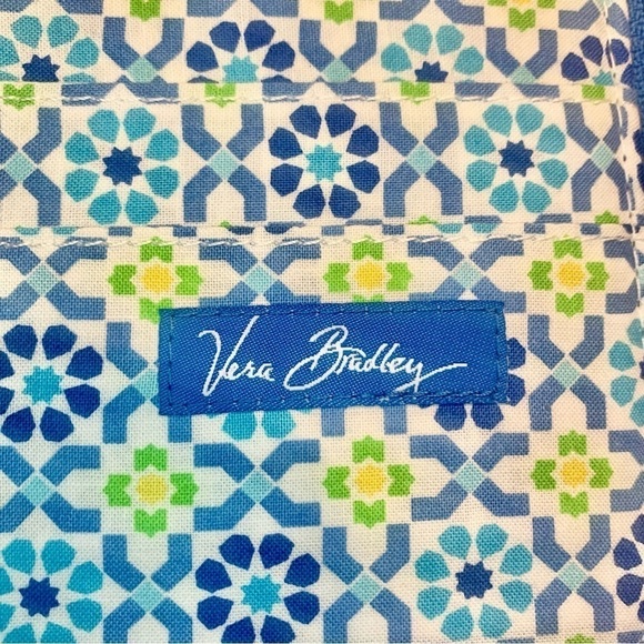 Vera Bradley Large Wallet Clutch Blue Geometric Floral Paisley Zip-Up Card Slots - Picture 13 of 16